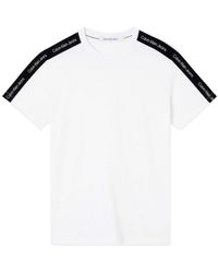 Calvin Klein Contrast Tape Shoulder T Shirt White - Bianco
