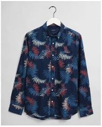 GANT - Surf Palm Printed Regular Fit Shirt S - Lyst