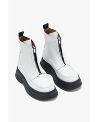 Ganni - Creepers Wallaby Zip Boots 40 / Egret - Lyst