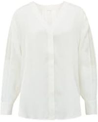 Yaya - V Neck Blouse With Open Work Tapes Or Off - Lyst