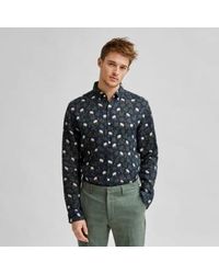 SELECTED - Camisa lino flores hombre seleccionado - Lyst
