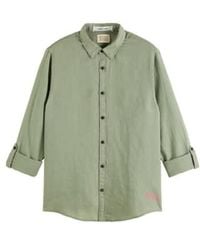 Scotch & Soda - Army Linen Shirt With Roll Up Xl - Lyst