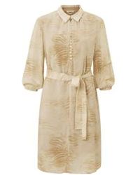 Yaya - Summer Sand Dessin Dress With Long Balloon Sleeves And Buttons 34 - Lyst