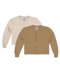 Jungmaven - Or Mesa Cropped Thermal Henley Or Canvas Or Coyote - Lyst