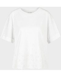 Marc Cain - T Shirt With Eyelet Embroidery Ws 48.01 J74 Col 100 - Lyst