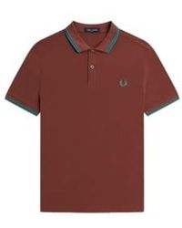 Fred Perry - Slim fit twin tipped polo whisky / deep mint / deep mint - Lyst