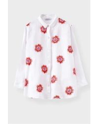 ROSSO35 - Embroidered Linen Gathered Shirt 12 - Lyst