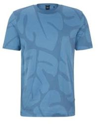 BOSS - Thompson 08 camiseta hojas monstruos 2 tonos algodón en azul claro 50511843 459 - Lyst
