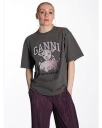Ganni - Volcanic Ash Future Relaxed Lamb T-shirt S - Lyst