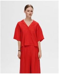 SELECTED - Or Lyra Boxy Linen Shirt Or Scarlet Flame - Lyst