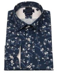 Guide London - Flower Stem Print Shirt Navy M - Lyst