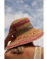Raffaello Bettini - Straw Hat With Raffia Embroidery One Size - Lyst