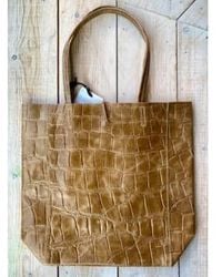 Marlon - Croc Shopper Handbag Biscotti - Lyst