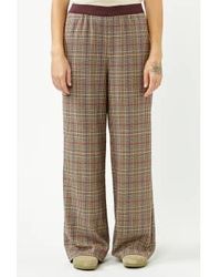 indi & cold - Indi And Cold Burgundy Check Straight Leg Trousers - Lyst