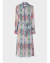 Paul Smith - Multi Watercolour Stripe Midi Shirt Dress 8 - Lyst