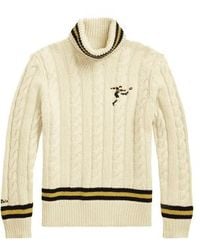 Polo Ralph Lauren - Cable Knit Blend Turtleneck Sweater Cream - Lyst