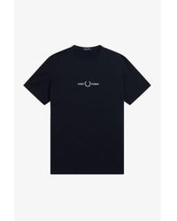 Fred Perry - Embroidered Logo T Shirt Navy 1 - Lyst