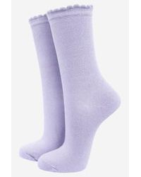 Miss Shorthair LTD - Scalloped Cotton Glitter Ankle Socks - Lyst