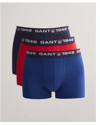 GANT - Pack Of 3 Red And Navy Retro Shield Trunks - Lyst
