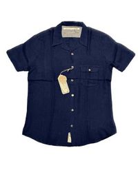 Scarti Lab - Linen Ss Shirt Navy M - Lyst
