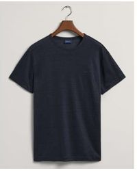 GANT - Leinen-t-shirt im dunklen abend blau - Lyst