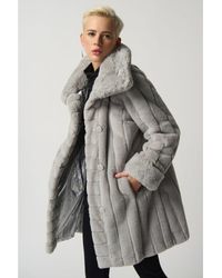 Joseph Ribkoff Faux Fur Coat In Silver in Natural | Lyst