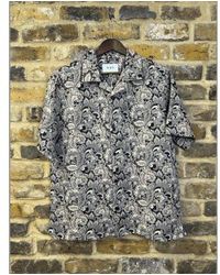 Wax London - Camisa manga corta didcot jacquard marrón - Lyst