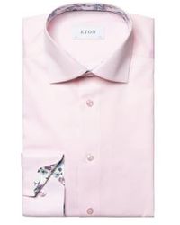 Eton - Contemporary Fit Signature Twill Shirt With Floral Contrast Details 10001168380 - Lyst