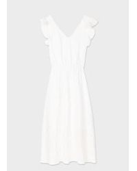 Paul Smith - Embroided Assymetric Frill Shirt Dress Size: 14, Col: White - Lyst