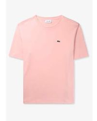 Lacoste - Klassisches mini-kroko-logo-t-shirt damen in rosa - Lyst