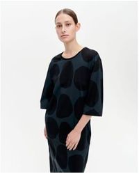 Marimekko - Langes kleid randi koppelo grauer hintergrund schwarze bälle - Lyst