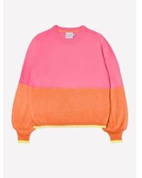 Brodie Cashmere - And Orange Balloon Sleeve Colours Block Sweater L - Lyst
