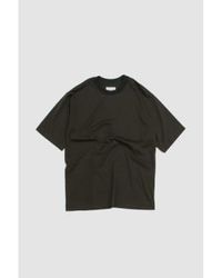 Still By Hand - Knitted Rib T-shirt Dark Olive 2 - Lyst