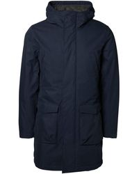 SELECTED Selected Marine Coat Hooded Window Wool Contrast - Blue
