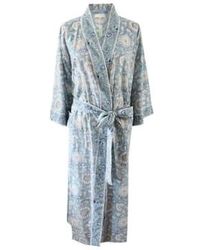 Powell Craft - Block Printed Cornflower Cotton Dressing Gown One Size - Lyst