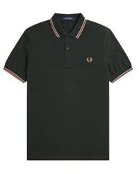 Fred Perry - Slim fit twin tiped polo night , gris chaud et rouille légère - Lyst