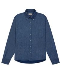 Burrows and Hare - Linen Oxford Button Down Shirt Chambray S - Lyst