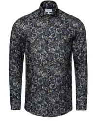 Eton - Slim Fit Navy Floral Print Merino Wool Shirt 10001028427 - Lyst