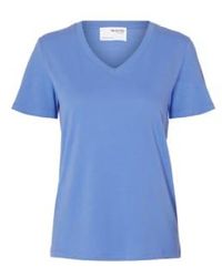 SELECTED - V-ausschnitt t-shirt ultramarine blau - Lyst
