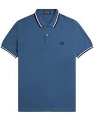 Fred Perry - Slim Fit Twin Tipped Polo Midnight / Snow White Black M - Lyst