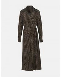 Riani - Vestido midi envoltura impresa en cana col: negro/ bronce, tamaño: 14 - Lyst