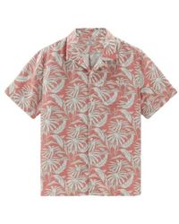 Woolrich - Male Tropical Print Bowling Short Sleeve Shirt Coral Sand M - Lyst
