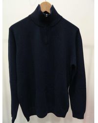 Pringle of Scotland Merino Half Zip Sweater Navy - Blue
