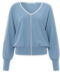 Yaya - Batwing Sweater With V Neck And Seam Details - Lyst