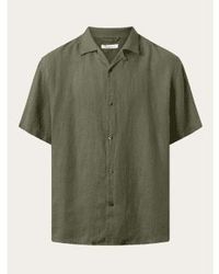 Knowledge Cotton - 1090010 Box Short Sleeve Linen Shirt Burned Olive S - Lyst