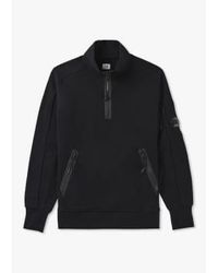 C.P. Company - Herren -diagonale erhöhung des fleece -viertel -zip -sweatshirts in schwarz - Lyst