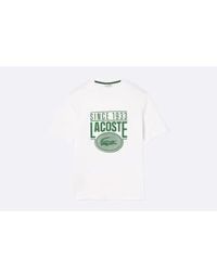 Lacoste - Lose fit cotton jersey print t-shirt weiß - Lyst