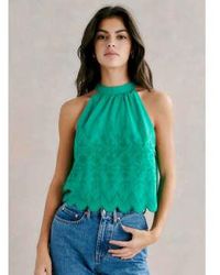 Petite Mendigote - Tom Sleeveless Embroidered Top Emerald Xs - Lyst