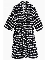 Marimekko - Robe peignoir räsymatto noir et blanc - Lyst
