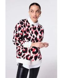 Scamp & Dude - : Ivory With Coral And Black Mega Shadow Leopard Oversized Sweatshirt 8 - Lyst